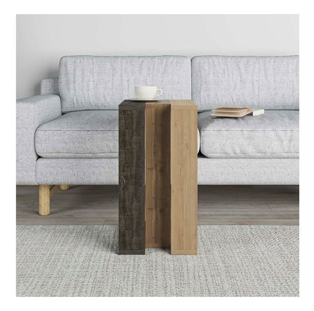 Príručný stolík Mirabel (čierna káva + hitit + dub zafírový)