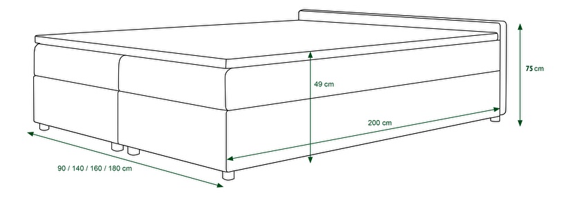 Manželská posteľ Boxspring 180 cm Ceren (vzor + tmavosivá) (s matracom a úložným priestorom)