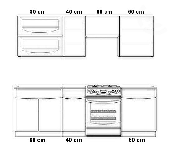 Kuchyňa Smile 240 cm (čierna + biela) Casa-016