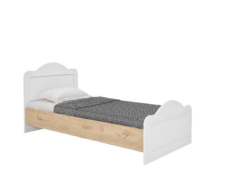 Jednolôžková posteľ 90 cm Lalipe (dub + biela) (s roštom)