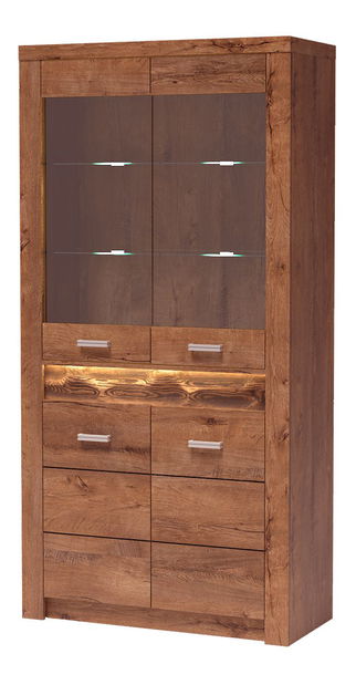 Vitrína Indie 03 (s LED osvetlením) (jaseň svetlý)