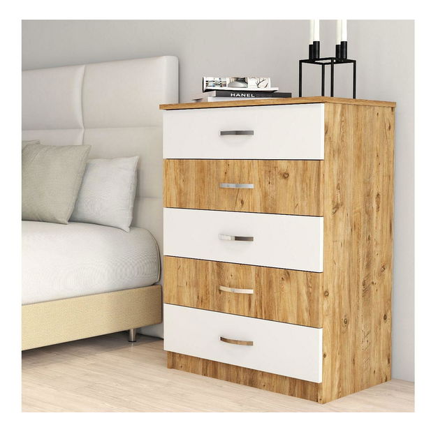 Komoda Pisulu 3 (biela + borovica atlantická) 