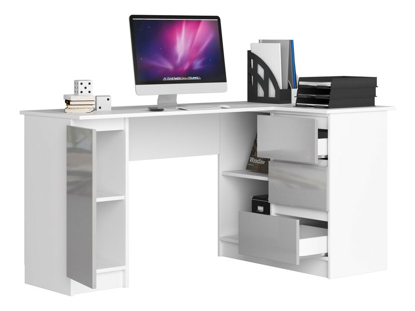 Masă PC de colț Bevin (metalic lucios) (D)