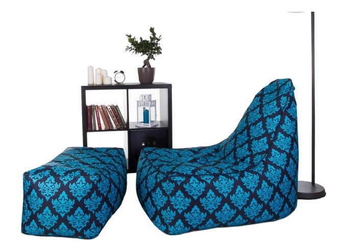 Sedací vak s taburetku Glory Plus XXXL (modrá)