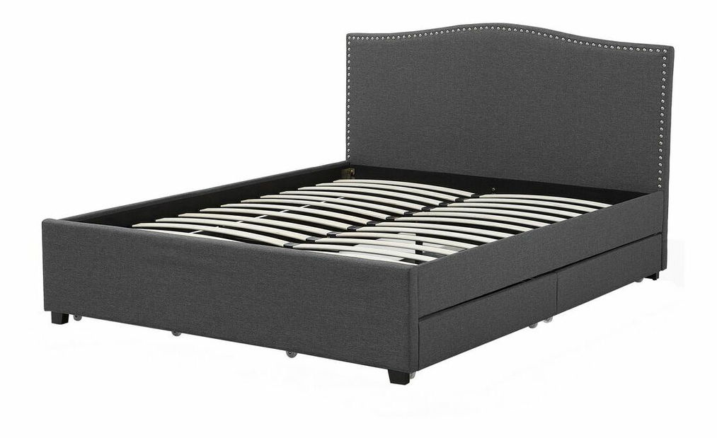 Franciaágy 180 cm MONTHY (ágyráccsal és tárolóhellyel) (szürke)