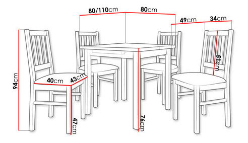 Set mobilier sufragerie (pentru 4 persoane) Asume AL9 (nuc + gri)
