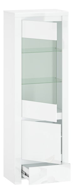 Vitrină Leona 1D1W1S (alb lucios)