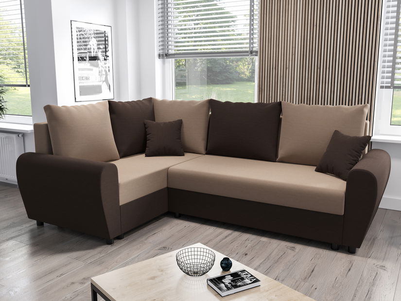 Rohová sedacia súprava Fleur Plus (tmavohnedá + béžová) (L)