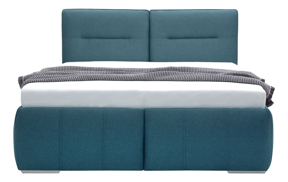 Manželská posteľ 180 cm Fines Isuna (modrá) (s roštom) (s úl. priestorom)