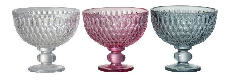 Váza Jolipa Candy Shop (priehľadná + ružová + modrá) 11x12x12cm (3ks)