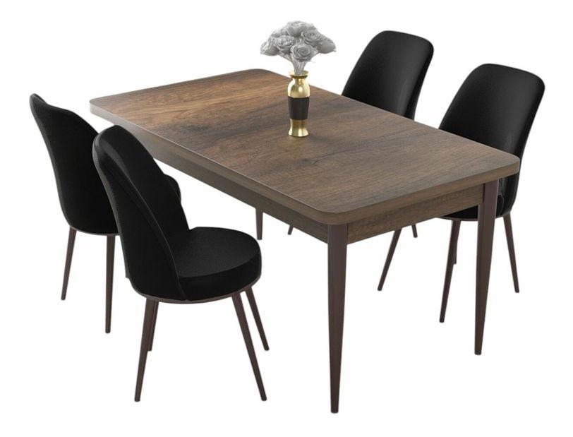 Jedálenský set Nilla 1 (orech barokový + čierna) (pre 4 osoby)