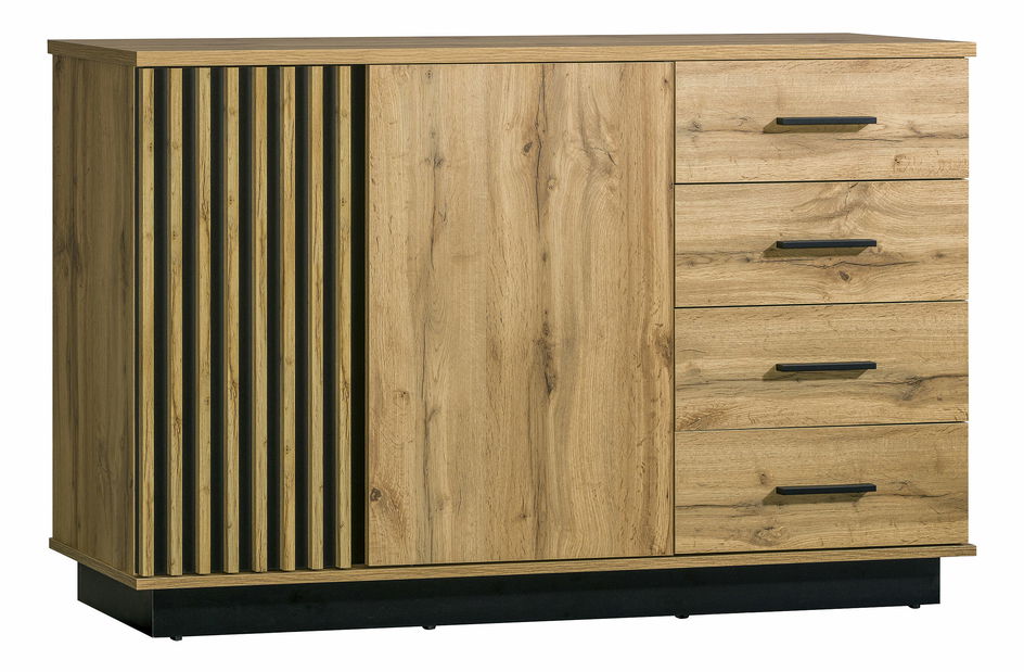 Comodă typ LA6 Laticia (negru mat + Stejar wotan)