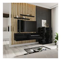 Mobilier living Berny 54 (Negru + Negru lucios)