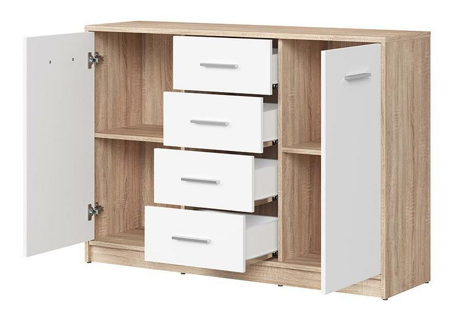 Comodă Nepo Plus 6 (stejar sonoma + alb) 