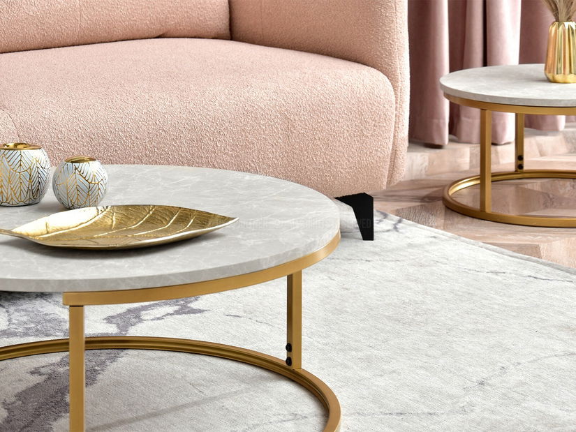 Konferenčný stolík Kolja Stolik Xl (sivý mramor + zlatá)