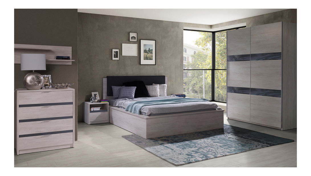 Dulap de haine Desayuno DSZ150 (Stejar alb + grafit lucios)