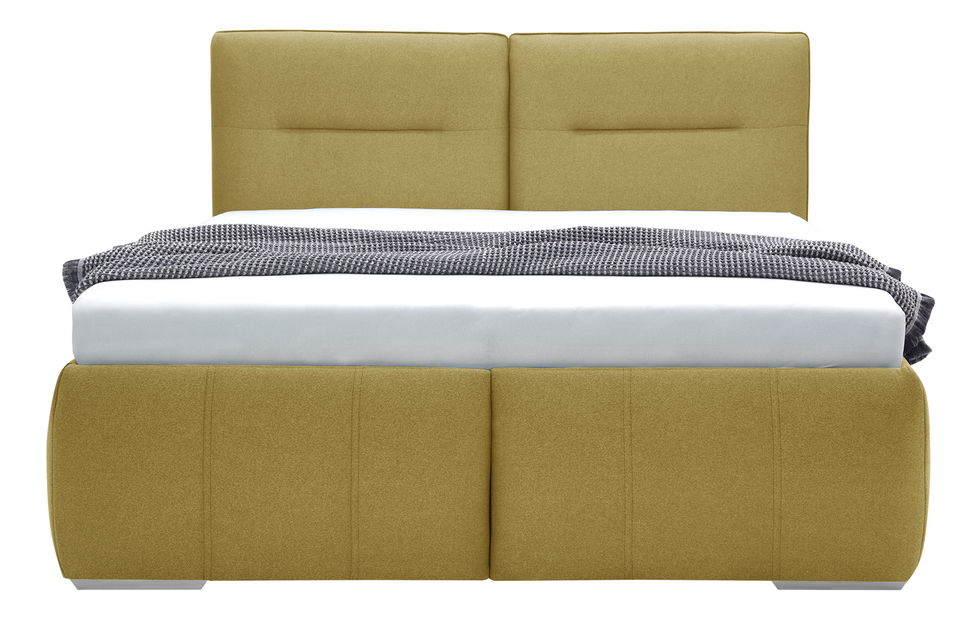 Bračni krevet 180 cm Isuna (boja senfa) (s podnicom) (s prostorom za odlaganje)