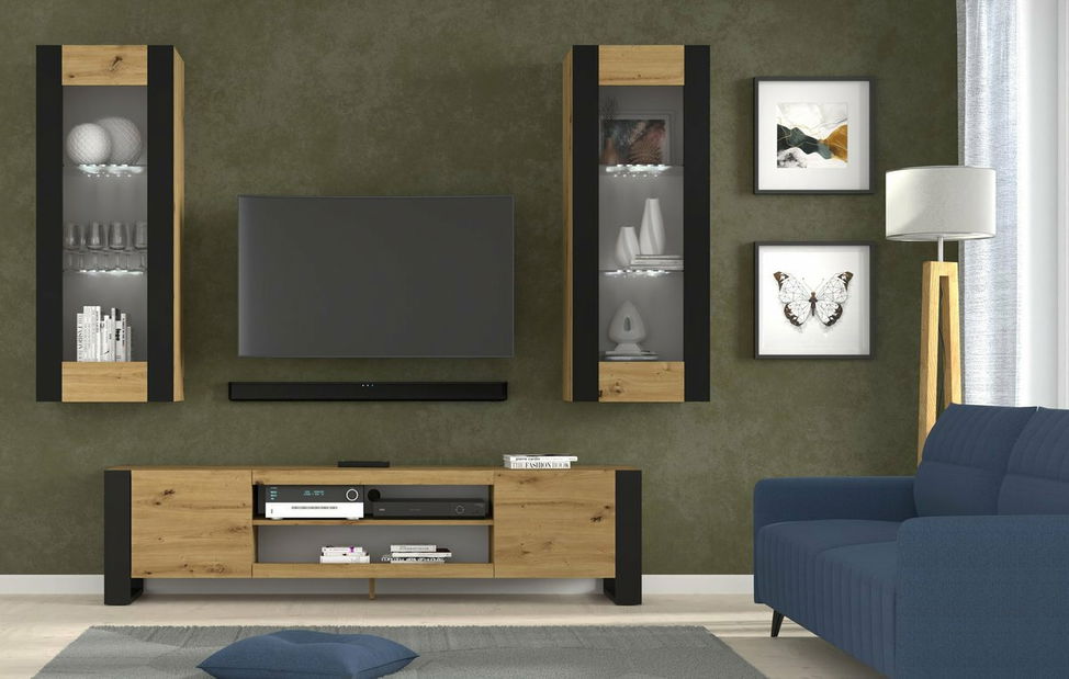 Mobilier living Montana C (Stejar artisan + Negru)