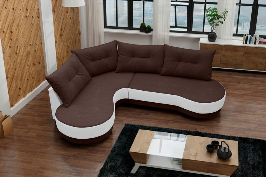 Sarokkanapé Adam (sötétbarna + fehér) (B)