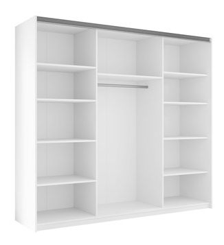 Ormar za garderobu s kliznim vratima Artaman 250 (bijela) (s ogledalom)