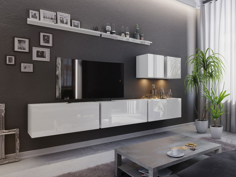 Mobilier living Darriot (alb + alb lucios)