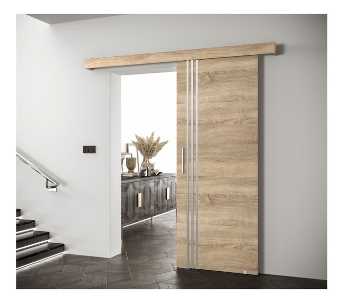 Posuvné dvere 90 cm Sharlene VI (dub sonoma + dub sonoma + strieborná)