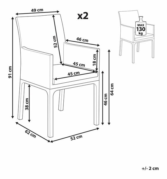 Set scaune 2 buc. Brocoli (gri închis)