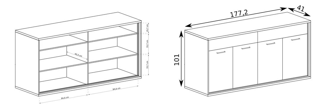 Comodă Milley 08 (cu iluminat LED) (hikora)