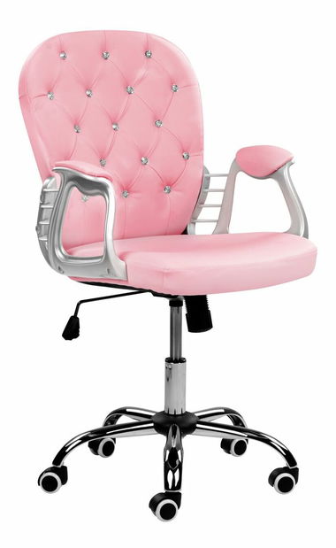 Scaun de birou Princie (roz piele ecologică)