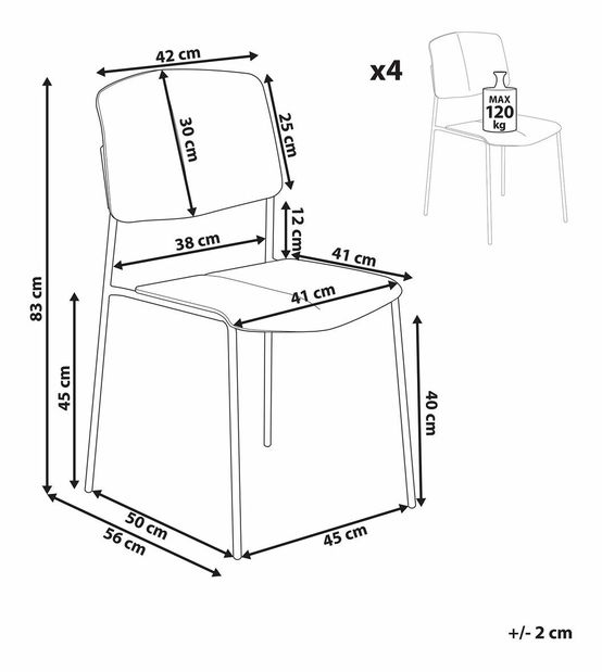 Set 4 ks jedálenských stoličiek Augustino (béžová)