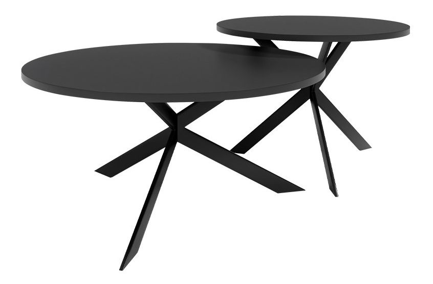 Dohányzóasztal szett (2 db.) Rokelas (matt fekete + fekete) 