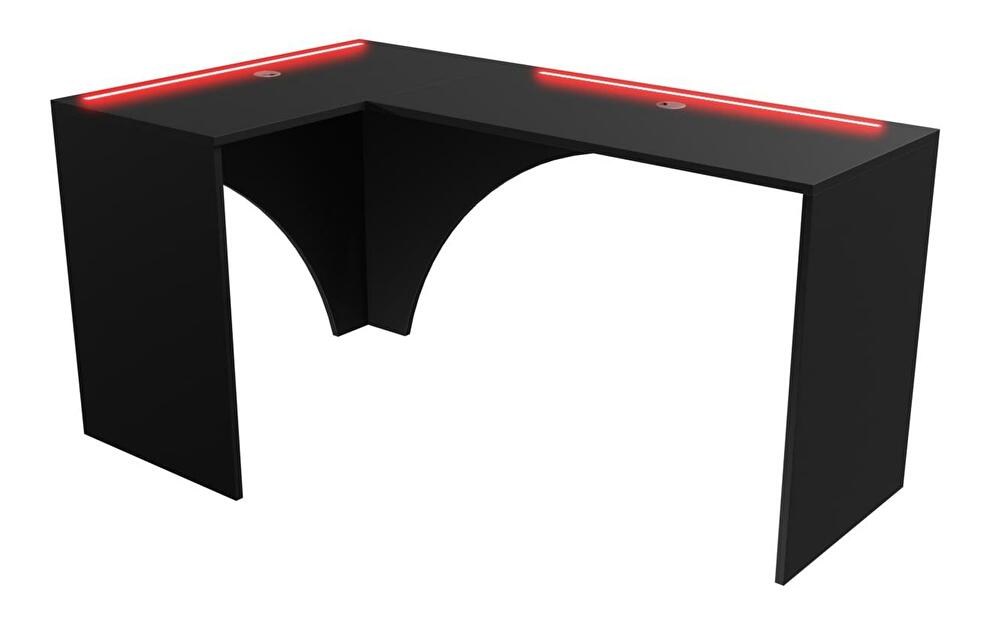 Rohový LED PC stolík Uhlominn (čierna)