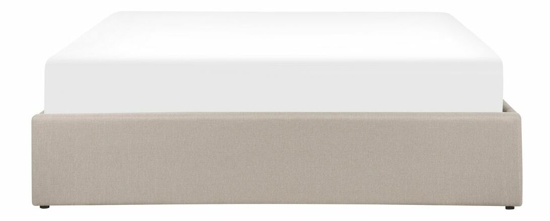 Pat matrimonial 160 cm DIJON (cu spațiu de depozitare) (cu somieră) (bej)