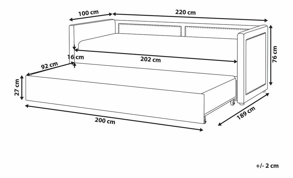Egyszemélyes ágy 200 x 90 cm Toki (rózsaszín) (ágyráccsal)