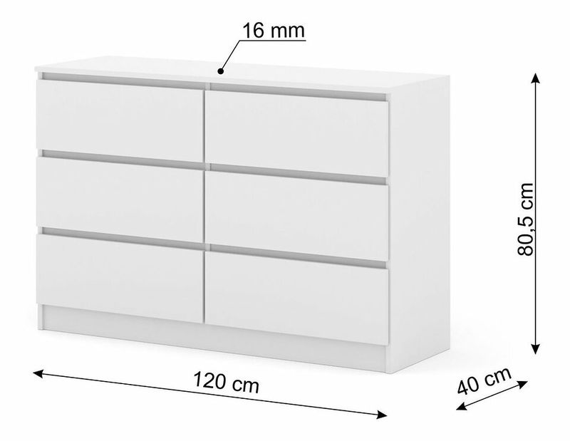 Komoda Maya S6 (biela)