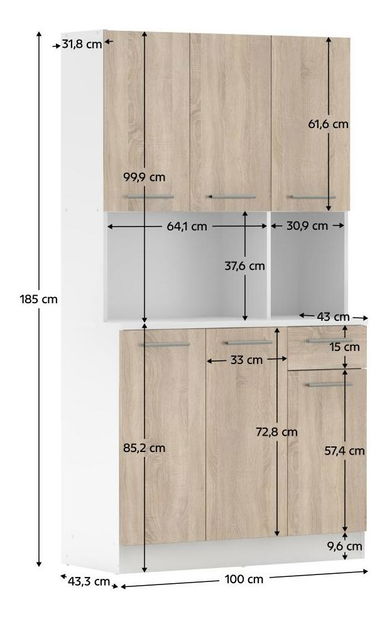 Colț bucătărie Palermo NEW (alb + stejar sonoma)