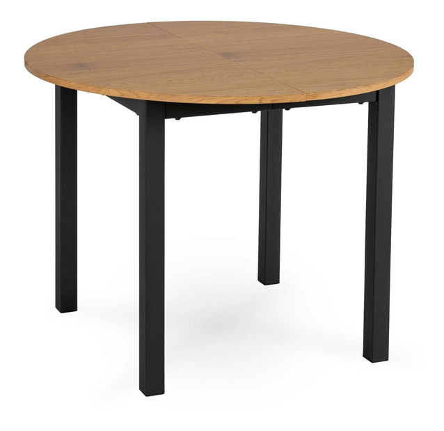 Masă extensibilă de sufragerie Klebanov (stejar + negru) (pentru 4-6 persoane) *resigilat