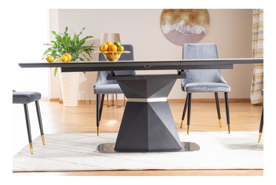 Széthúzható étkezőasztal 160-210 cm Cecelia (szürke + fekete) (8 és több fő részére)