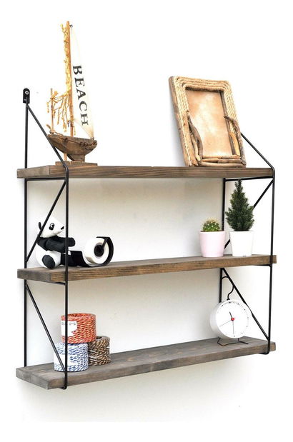 Dekoratív falipolc Duvelo 17 (dió + fekete) 