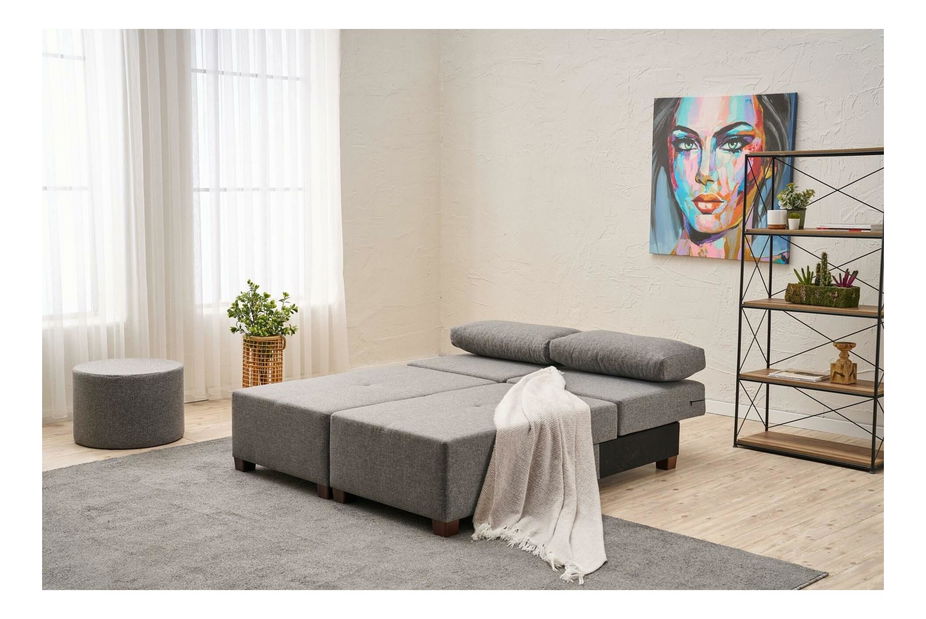 Canapea extensibilă Perenilla L (gri + Nuc)