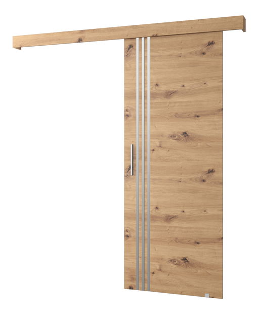 Posuvné dvere 90 cm Sharlene VI (dub artisan + dub artisan + strieborná)