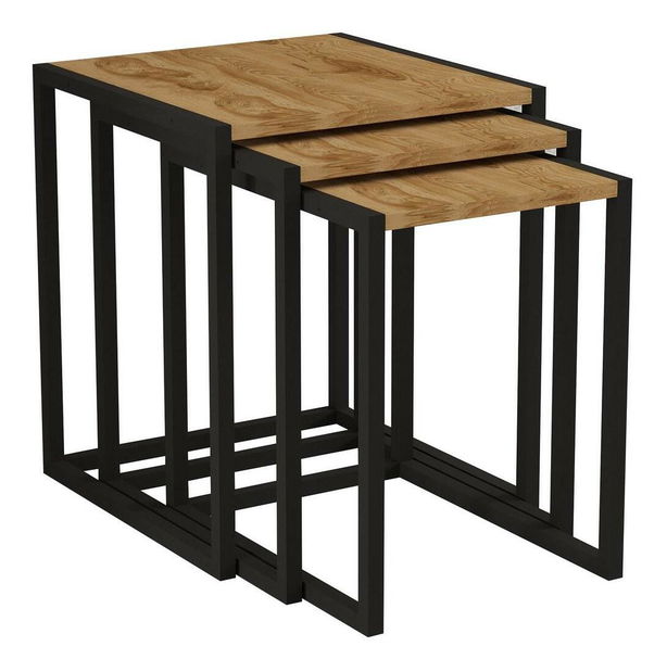 Set 3buc. măsuțe cafea Kibusa (negru + oud)