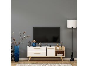 TV asztal/szekrény Movopu 3 (zafír tölgy + fehér) 