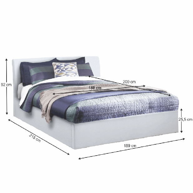 Manželská posteľ 180 cm Kralla (biela) (s roštom)