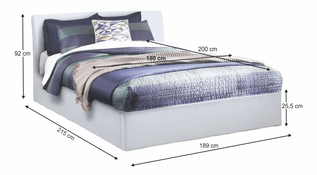 Pat matrimonial 180 cm Kralla (alb) (cu somieră)