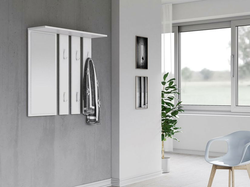 Vešiakový panel Oasis 1 (biela) (so zrkadlom)