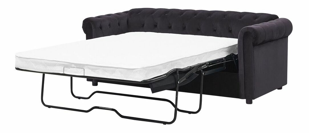 Zamatová pohovka trojsedačka CHICHESTER (čierna)