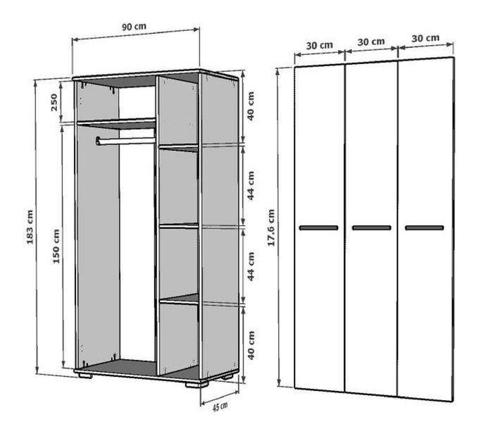 Ruhásszekrény Asemolla C (fehér)
