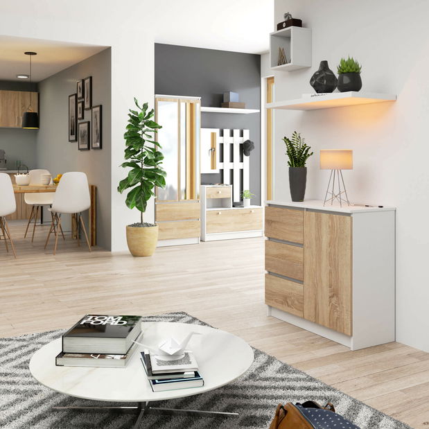 Komoda Komeito (biela + dub sonoma)