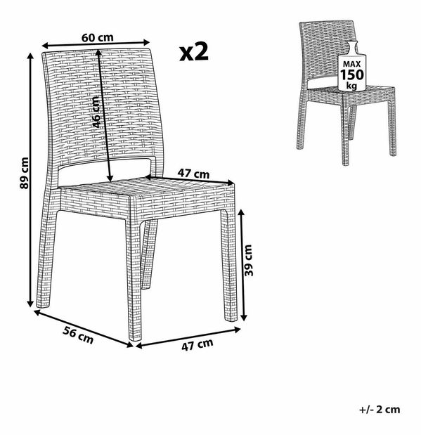 Set 2 ks. záhradných stoličiek Fossil (biela)